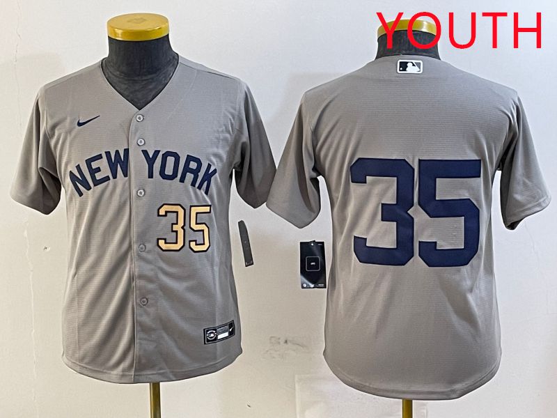 Youth New York Yankees 35 No Name Grey Game 2025 Nike MLB Jersey style 2
